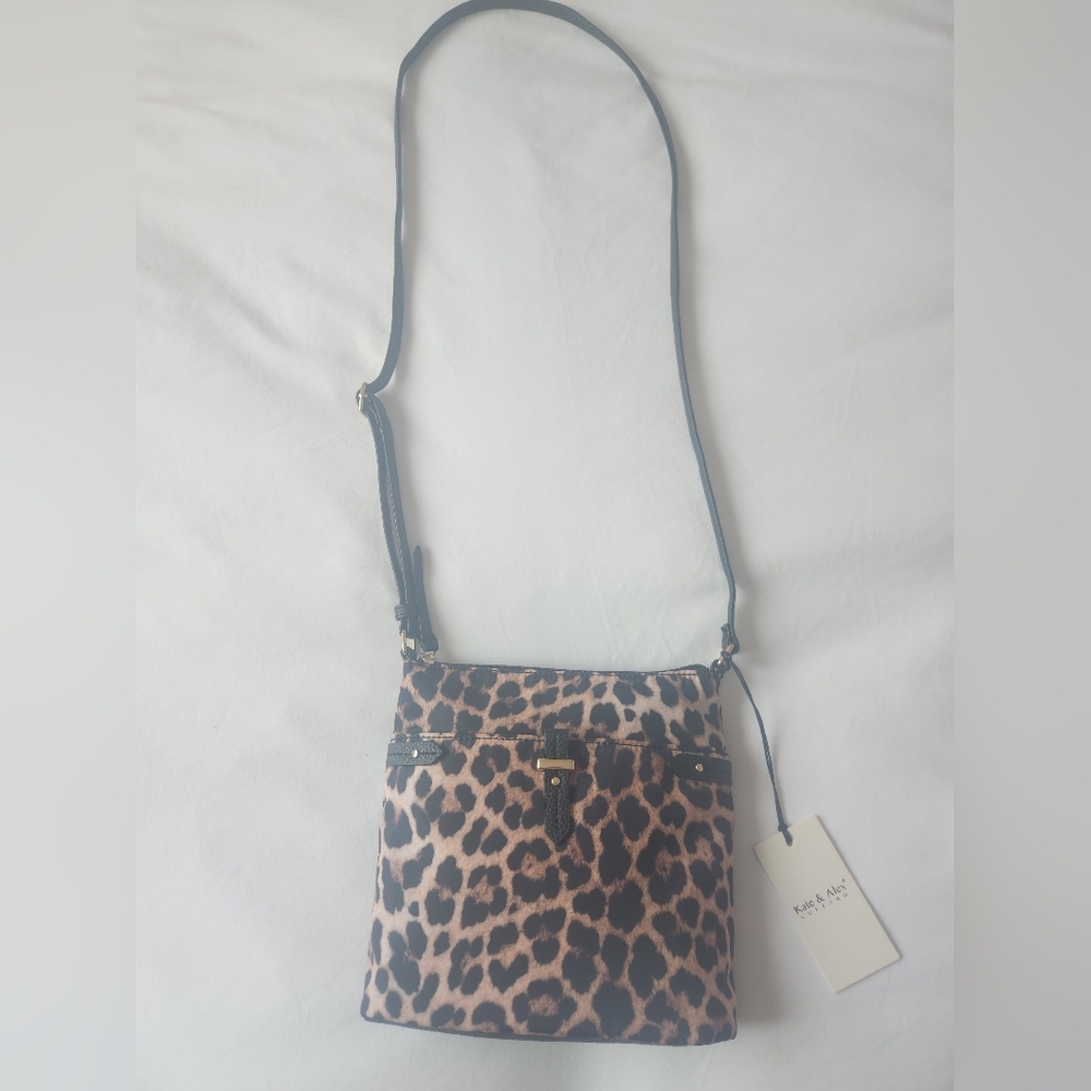 Kate & Alex Cuffaro Nylon Leopard Print Crossbody Bag - Picture 10 of 15